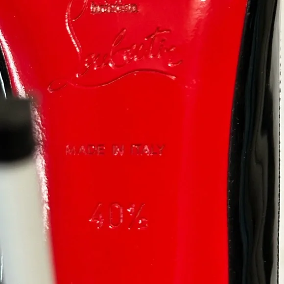 Christian Louboutin Paulina Sling 100 Patent/PVC Black, Nude, and White Heels - Picture 8 of 12